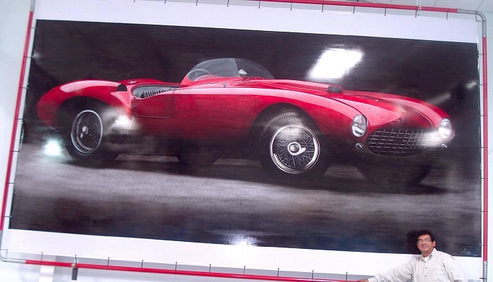 Ferrari Barchetta 1950 ,mural in canvas