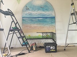 Mural in living room, in process!