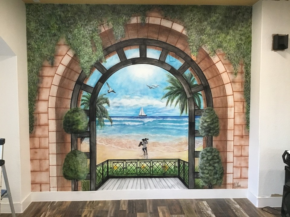 Mural in living room,